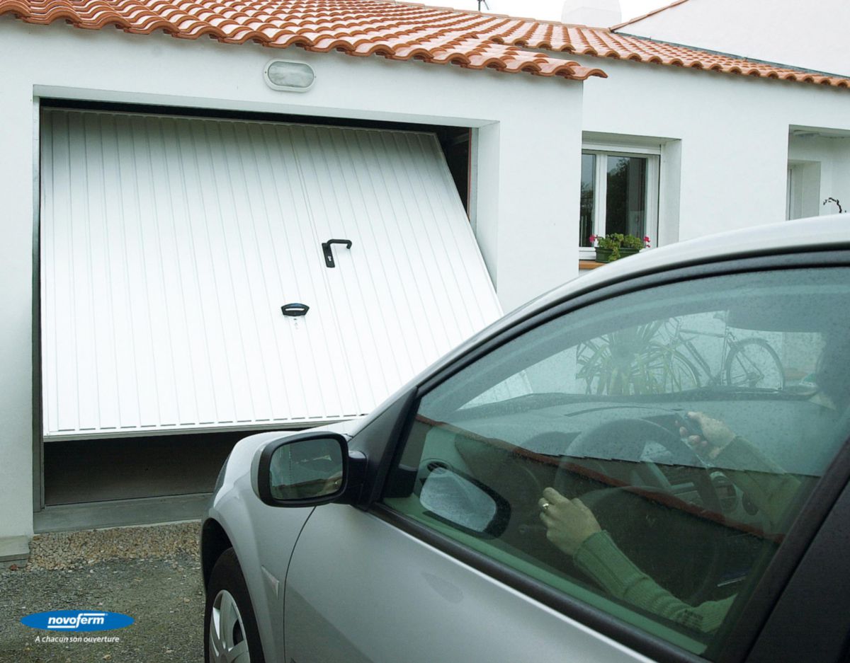 Novoferm Porte De Garage Basculante Dl Nervure Blanc Portillon Gauche