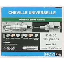 NOVIPRO Cheville nylon pour matériaux pleins et creux diamètre 6 x 30